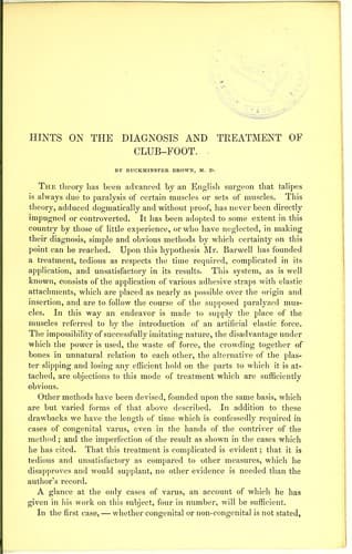 Hints on the diagnosis and treatment of club-foot