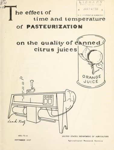 The effect of time and temperature of pasteurization on the quality of canned citrus juices