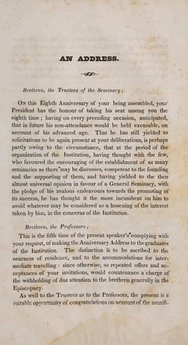 An address delivered at the commencement of the General Theological Seminary of the Protestant Episcopal Church in the United States
