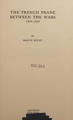 The French franc between the wars, 1919-1939