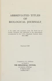 Abbreviated titles of biological journals