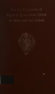 On the continuity of English prose from Alfred to More and his school