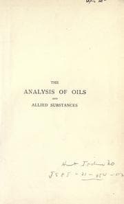 The analysis of oils and allied substances