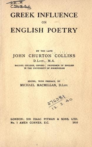 Greek influence on English poetry