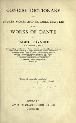 Concise dictionary of proper names and notable matters in the works of Dante