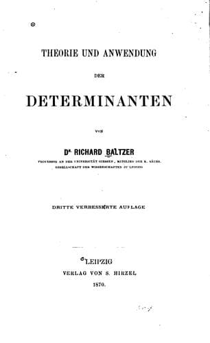 Theorie und Anwendung der Determinanten