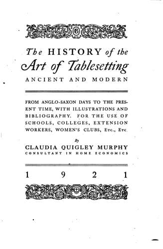 The history of the art of tablesetting