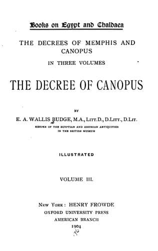 The decrees of Memphis and Canopus