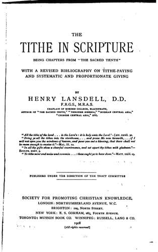 The tithe in scripture