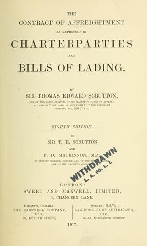 The contract of affreightment as expressed in charterparties and bills of lading