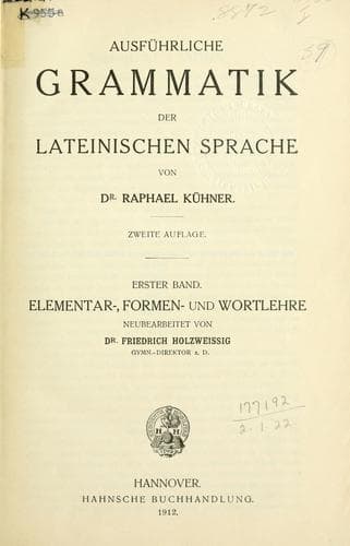 Ausführliche Grammatik der lateinischen Sprache