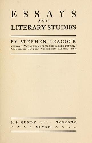 Essays and Literary Studies