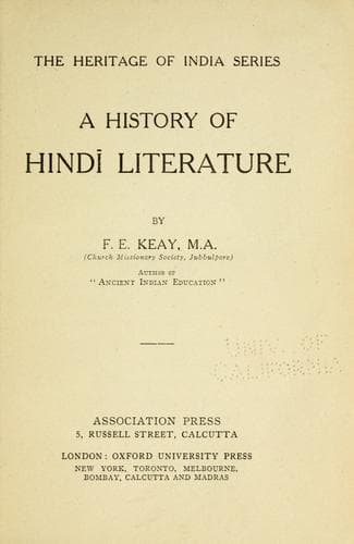 A history of Hindi literature