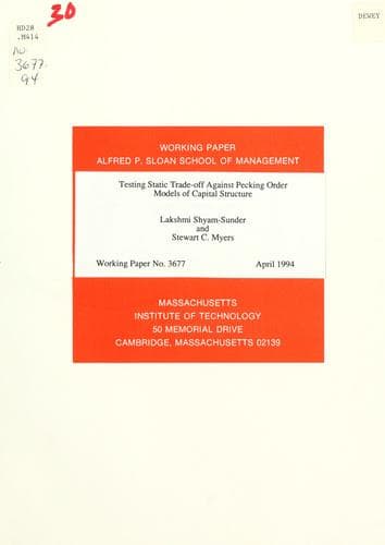 Testing static trade-off against pecking order models of capital structure