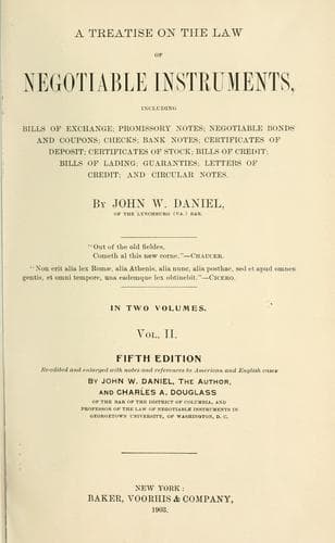 A treatise on the law of negotiable instruments