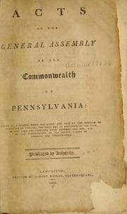 Acts of the General Assembly of the commonwealth of Pennsylvania