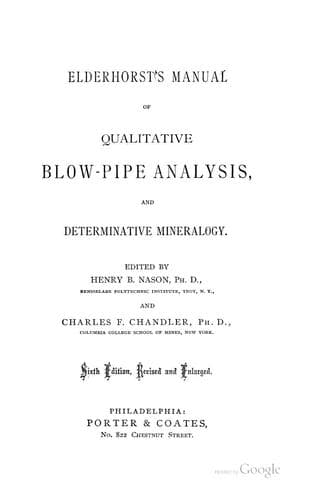 Manual of qualitative blowpipe analysis and determinative mineralogy