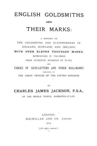 English goldsmiths and their marks