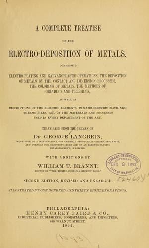 A complete treatise on the electro-deposition of metals