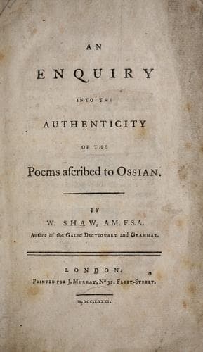 An enquiry into the authenticity of the poems ascribed to Ossian