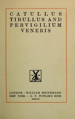 Catullus, Tibullus and Pervigilium Veneris