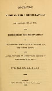 Boylston medical prize dissertations for the years 1819 and 1821