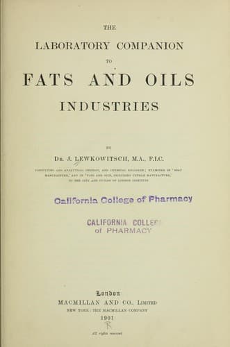 The laboratory companion to fats and oils industries