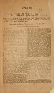 Speech of Hon. Hiram Bell, of Ohio, in reply to Hon. E.B. Olds on the presidency