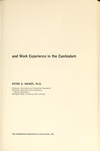 Cooperative occupational education and work experience in the curriculum
