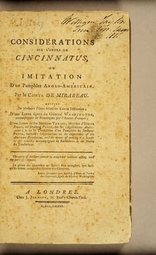 Considérations sur l'ordre de Cincinnatus
