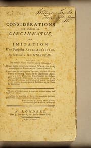 Considérations sur l'ordre de Cincinnatus