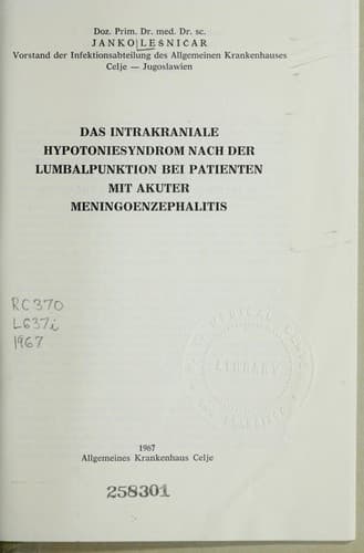 Das intrakraniale Hypotoniesyndrom nach der Lumbalpunktion bei Patienten mit akuter Meningoenzephalitis