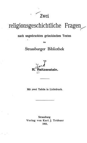 Zwei religionsgeschichtliche Fragen
